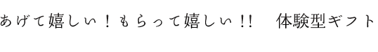 あげて嬉しい!もらって嬉しい!!体験型ギフト