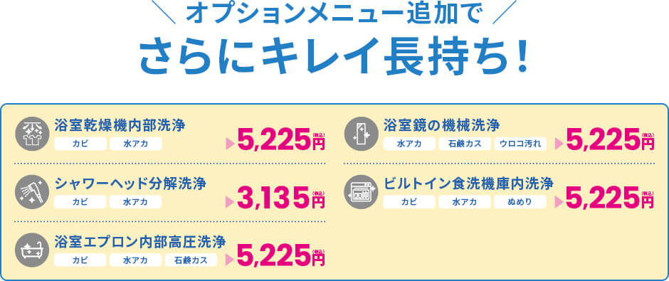 オプションメニュー追加でさらにキレイ長持ち!