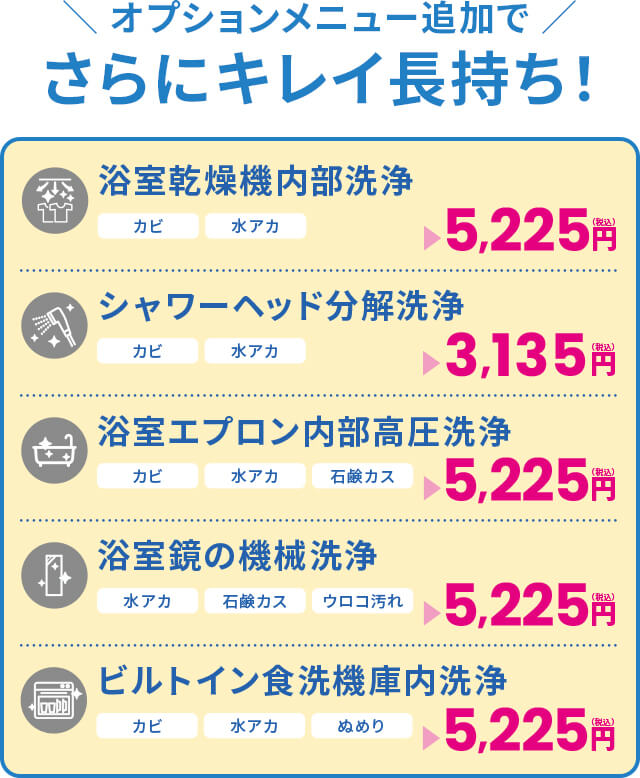 オプションメニュー追加でさらにキレイ長持ち!