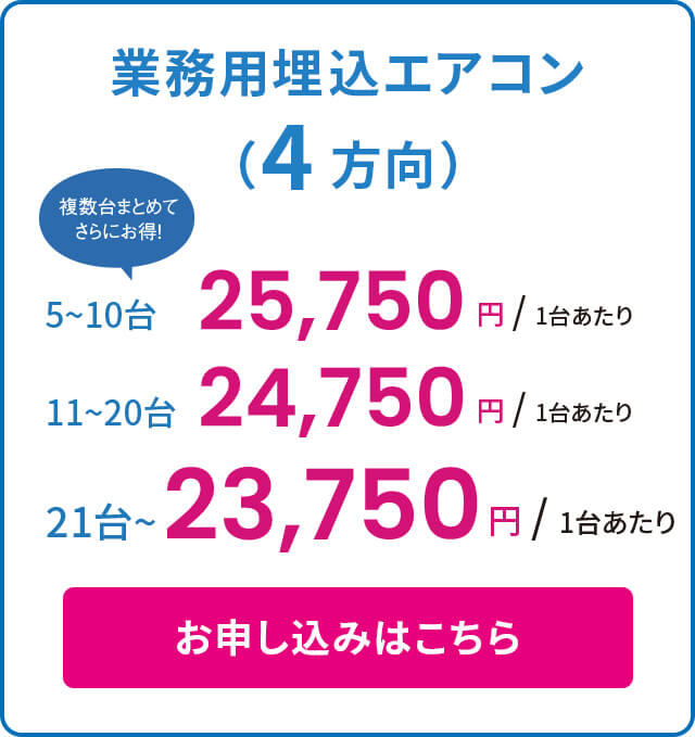 業務用埋込エアコン(4方向)